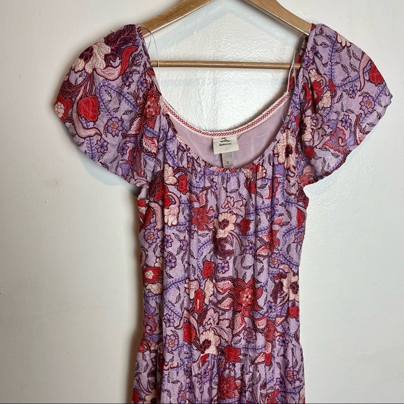 Knox Rose Floral Maxi Flutter Short Sleeve A-Line Dress Pink Purple Small Red - Picture 4 of 5